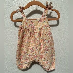 Nordstrom Peach Floral Tie-Strap Romper